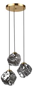 Lustr na lanku CRISTAL 3xE14/15W/230V mosaz/kouřová černá