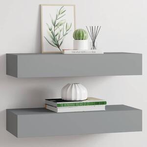 Nástěnné police se zásuvkou 2 ks šedé 60 x 23,5 x 10 cm MDF 330260