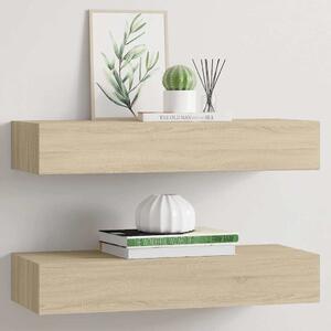Nástěnné police se zásuvkou 2 ks dub 60 x 23,5 x 10 cm MDF 330262