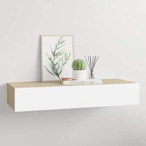 Nástěnná zásuvková police dubová a bílá 60 x 23,5 x 10 cm MDF 330263