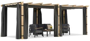 Barbadoská terasová pergola 3x6 m s dřevo-antracitovými závěsy Garden Point
