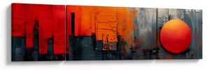 Obraz - Abstraktní malba města (170x50 cm)