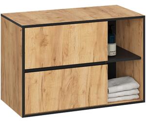Ak furniture Závěsná skříňka pod umyvadlo VAMI s otvory 90 cm dub craft/černá
