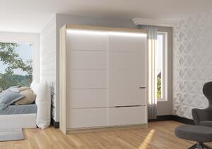 Skříň s posuvnými dveřmi a LED osvětlením 180 cm NABNA - dub sonoma / bílá
