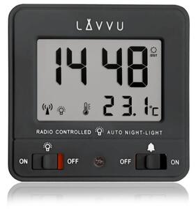 LAVVU LAR0041 - Digitální budík řízený rádiovým signálem NORDLYS černý se světelným senzorem