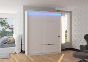 Skříň s posuvnými dveřmi a LED osvětlením 180 cm NABNA - bílá
