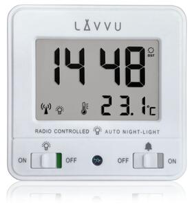 LAVVU LAR0040 - Digitální budík řízený rádiovým signálem NORDLYS bílý s automatickým osvětlením