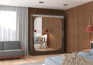 Zrcadlová skříň 180 cm s LED osvětlením DALRA - tmavě hnědá