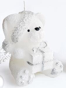 Mondex Parafínová svíčka TEDDY 15 cm bílá