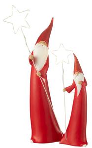 Sada 2 kusů Santa s vánoční LED hvězdou – 14*9*51/ 10*6*37 cm - J-Line by Jolipa