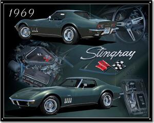 Plechová cedule Chevrolet Corvette 1969 Stingray 30 cm x 38 cm