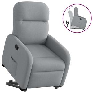 Zvedací polohovací křeslo světle šedé textil 3302972