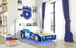ADRK Postel SHERIFF, CH-SHE-140+L-S007, 140x70 cm s LED osvětlením a matrací, modrá