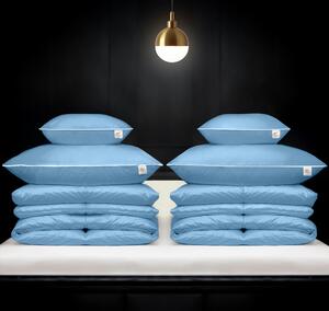 MAXI Set CLASSIC 2x péřový polštář, 2x péřová přikrývka, 2x péřový polštářek: Modrá 2x 70x90cm, 2x 140x200cm, 2x 40x40cm