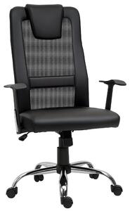 Otáčecí kancelářská židle Vinsetto s výškovým nastavením, ergonomická PU černá 66 x 73 x 108-118 cm | Aosom