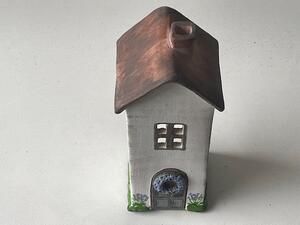 Domeček na svíčku - Levandulový s věnečkem na dveřích- malý