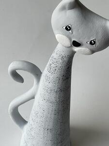 Kočka velká - šedá mramorová Keramika Andreas
