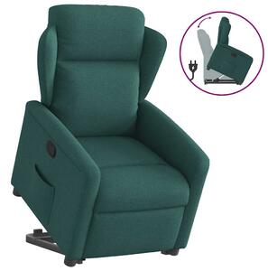 Zvedací polohovací křeslo tmavě zelené textil 3303140