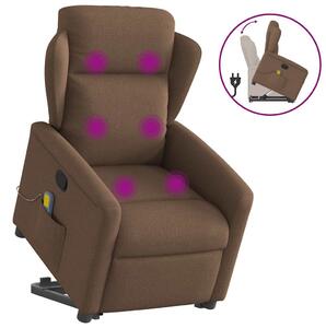 Zvedací masážní polohovací křeslo hnědé textil 3303148