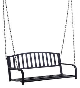 Závěsná lavice Outsunny pro 2 osoby - Zahradní houpačka - Hollywoodská houpačka s řetězy - Metalická černá 127 x 60 x 53 cm | Aosom