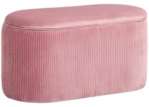 Čalouněná lavice HOMCOM se storage boxem pro obývací pokoj, francouzský styl, sametová elegantní růžová 81 x 40 x 41 cm | Aosom