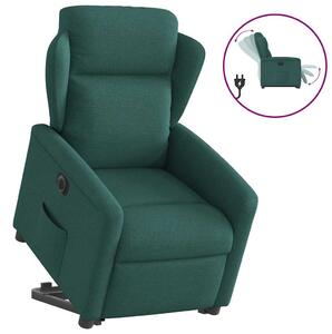 Elektrické zvedací polohovací křeslo tmavě zelené textil 3303160