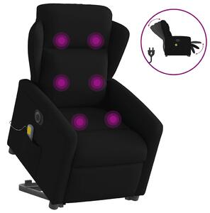 Elektrické zvedací masážní polohovací křeslo černé textil 3303166