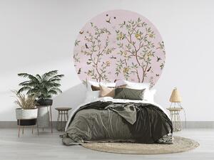 FUGU Samolepící kruh Citronovník chinoiserie růžová – Lemon Tree Chinoiserie Pink Rozměr: kruh 60 cm