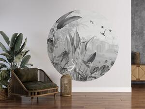 FUGU Samolepící kruh Černobílá botanika – Botanical Beauty B&W Rozměr: kruh 40 cm