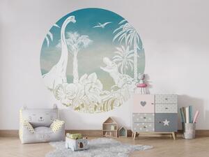 FUGU Samolepicí kruh Dinosauři – Monochrome Dino Blue Sky Rozměr: kruh 40 cm
