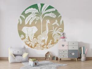 FUGU Samolepicí kruh Safari zvířata zelená obloha – Monochrome Jungle Green Sky Rozměr: kruh 40 cm