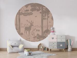 FUGU Kruhová dekorace Lesní zvířata růžová vintage – Monochrome Forest Pink Vintage Rozměr: kruh 40 cm