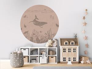 FUGU Kruhová dekorace oceán velryba béžovo-růžová vintage – Monochrome Sea Pink Vintage Rozměr: kruh 40 cm
