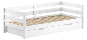 Bílá dětská postel z borovicového dřeva s výsuvným lůžkem s roštem 90x200 cm Margrit – Vipack