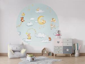 FUGU Samolepicí kruh Sladké sny na obláčcích – Sweet Dreams Blue Rozměr: kruh 180 cm (složeno ze dvou kusů)