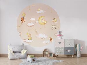 FUGU Samolepicí kruh Snový svět zvířátek – Sweet Dreams Pink Rozměr: kruh 90 cm