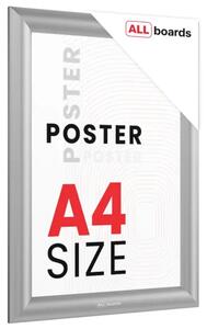 Plakátový rám A4 – Uzamykatelný stříbrný Klip rám FRAME_A4S