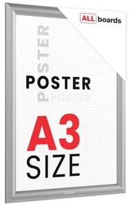 Plakátový rám A3 – Uzamykatelný stříbrný Klip rám FRAME_A3S