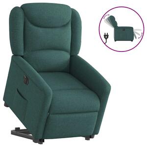 Elektrické zvedací polohovací křeslo tmavě zelené textil 3303220
