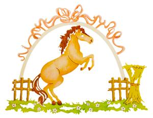 AMADEA Dřevěná dekorace kůň, barevná dekorace k zavěšení, velikost 21 cm