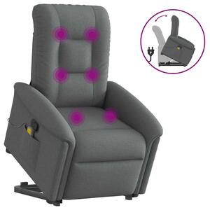 Zvedací masážní polohovací křeslo tmavě šedé textil 3303265