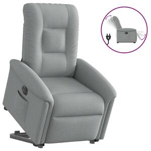 Elektrické zvedací polohovací křeslo světle šedé textil 3303274