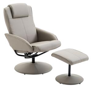 HOMCOM Recliner se stolkem na nohy, 360° otočné TV křeslo s funkcí polohování, umělá kůže, čtecí křeslo do obývacího pokoje, ložnice, šedé | Aosom