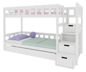 Patrová postel PLOTTY s úložnými schody 90x200 cm - Bílá, Zvolte šuplík: Přistýlka 90x190 cm, Zvolte stranu: Vpravo