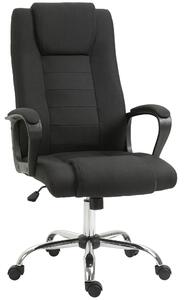 Kancelářská židle Vinsetto s funkcí houpání a opěrkou hlavy, ergonomická pracovní židle, otočná, výškově nastavitelná, černá s texturou lnu 62 x 76 x