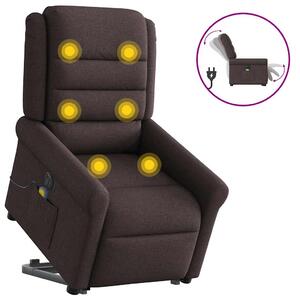 Elektrické zvedací masážní polohovací křeslo tmavě hnědé textil 3303349