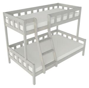 Patrová postel PLOTTY s předním žebříkem 90x200, 120x200 cm - Světle šedá, Zvolte šuplík: Bez šuplíku, Zvolte stranu: Vlevo