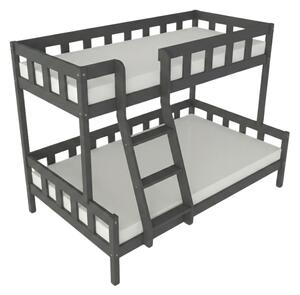 Patrová postel PLOTTY s předním žebříkem 90x200, 120x200 cm - Tmavě šedá, Zvolte šuplík: Bez šuplíku, Zvolte stranu: Vlevo