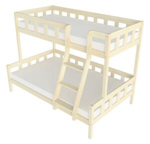 Patrová postel PLOTTY s předním žebříkem 90x200, 120x200 cm - Nelakovaná, Zvolte šuplík: Bez šuplíku, Zvolte stranu: Vpravo