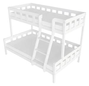 Patrová postel PLOTTY s předním žebříkem 90x200, 120x200 cm - Bílá, Zvolte šuplík: Bez šuplíku, Zvolte stranu: Vpravo